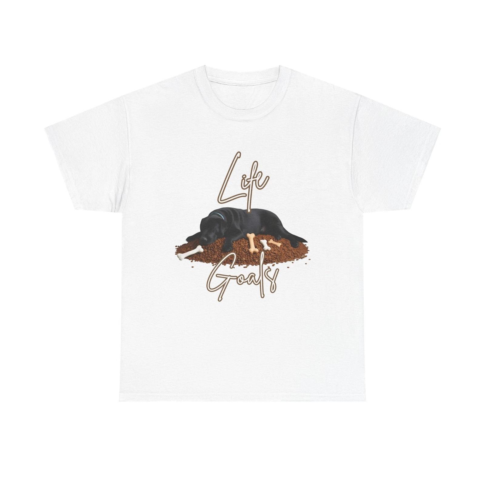 Life Goals Dog Shirt - Funny Lazy Black Lab Sleeping on Coffee Beans T shirt Tee 4XL