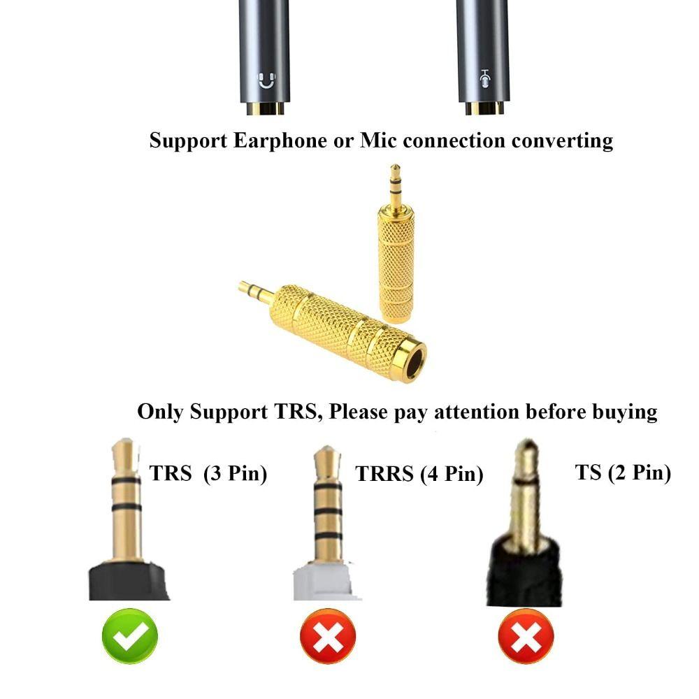 2 Pack Stereo 6.5mm To 3.5mm Jack Adapter 3.5mm To 6.5mm Speaker Connector Jack Aux Cable  Headphone