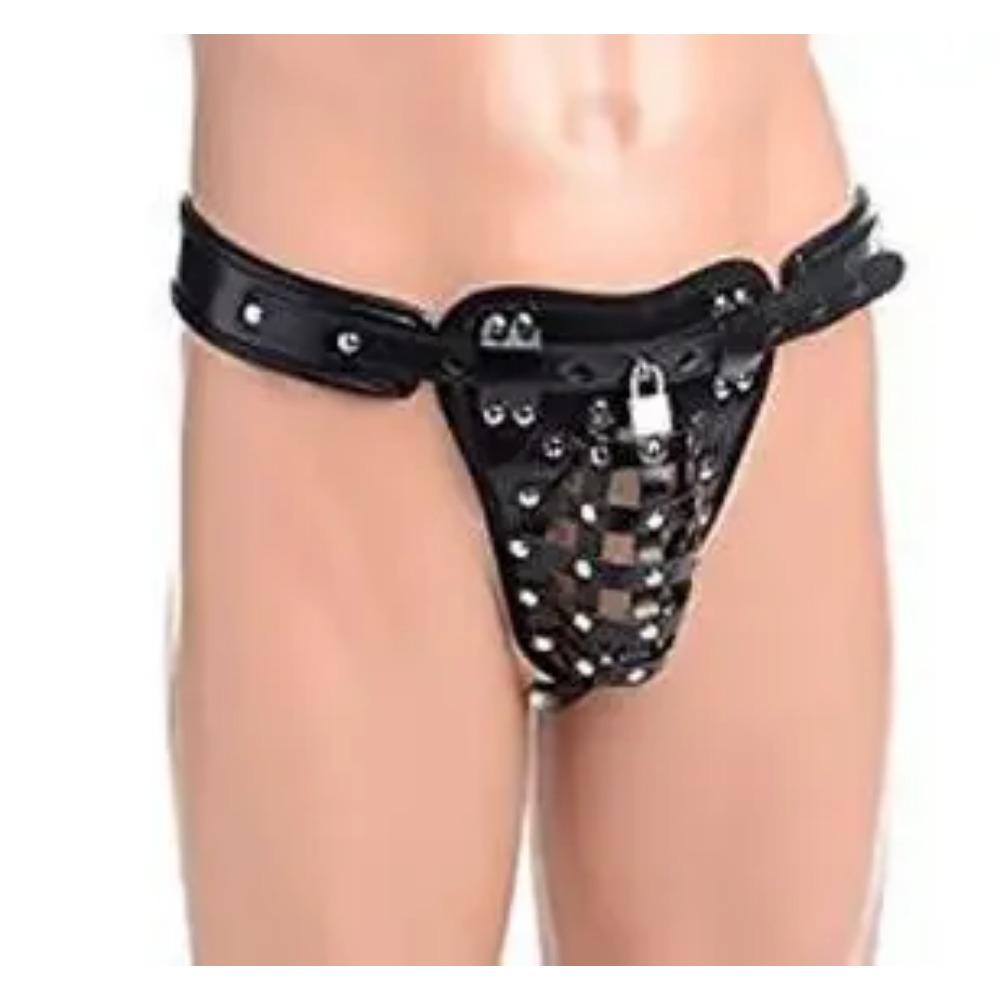 PU Leather Male Chastity Pants Cage Belt Device Sex Toys Underwear Lock Adult Erotic Penis Rings Penis Bondage Adult Products