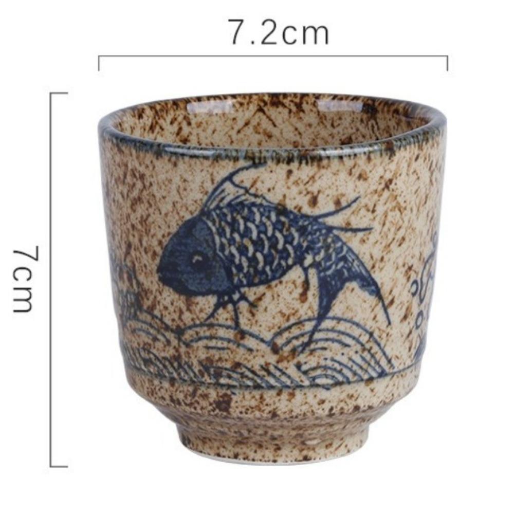 Japanese Style 2.8inch Hand-painted Tea Cup Ceramic Lotus Kungfu Teacup Fish Flower Birds Tea Set Handy Cup