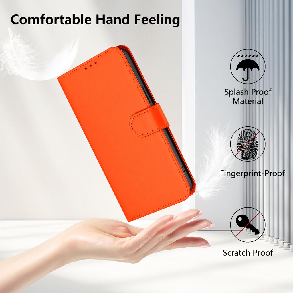 Wallet Case for Find X9 Ultra - Leather/PU, Orange, With Lanyard