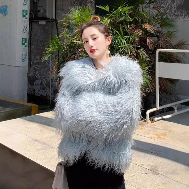 Fur Women's Clothing Imitation Beach Wool Lapel Collar Wool Jacket Winter New Fashion Loose Wool Top