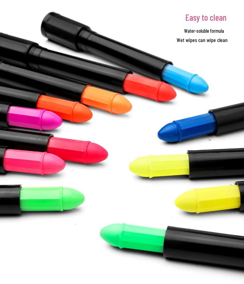 12-Color Glow Face & Body Painting Crayons - Twist-Up, No-Mess for Halloween & Stage Makeup