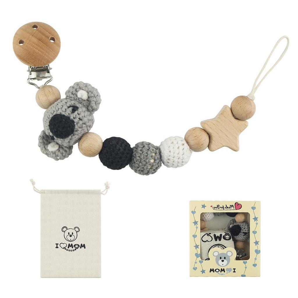 Crochet Baby Pacifier Chain with Cartoon Animal Teether - Anti-drop Design