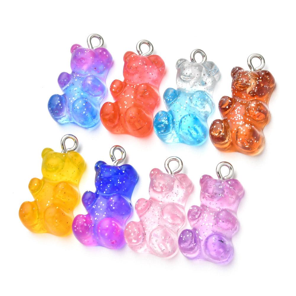 Flat Back 23*11mm Resin Cartoon Charms DIY Decoration Jewelry Findings Gummy Bear Pendant