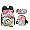 The Amazing World of Gumball Round Front Bag Backpack Pen Bag Shoulder Bag 3Pcs Set Cartoon Anime Printed Student Boys and Girls