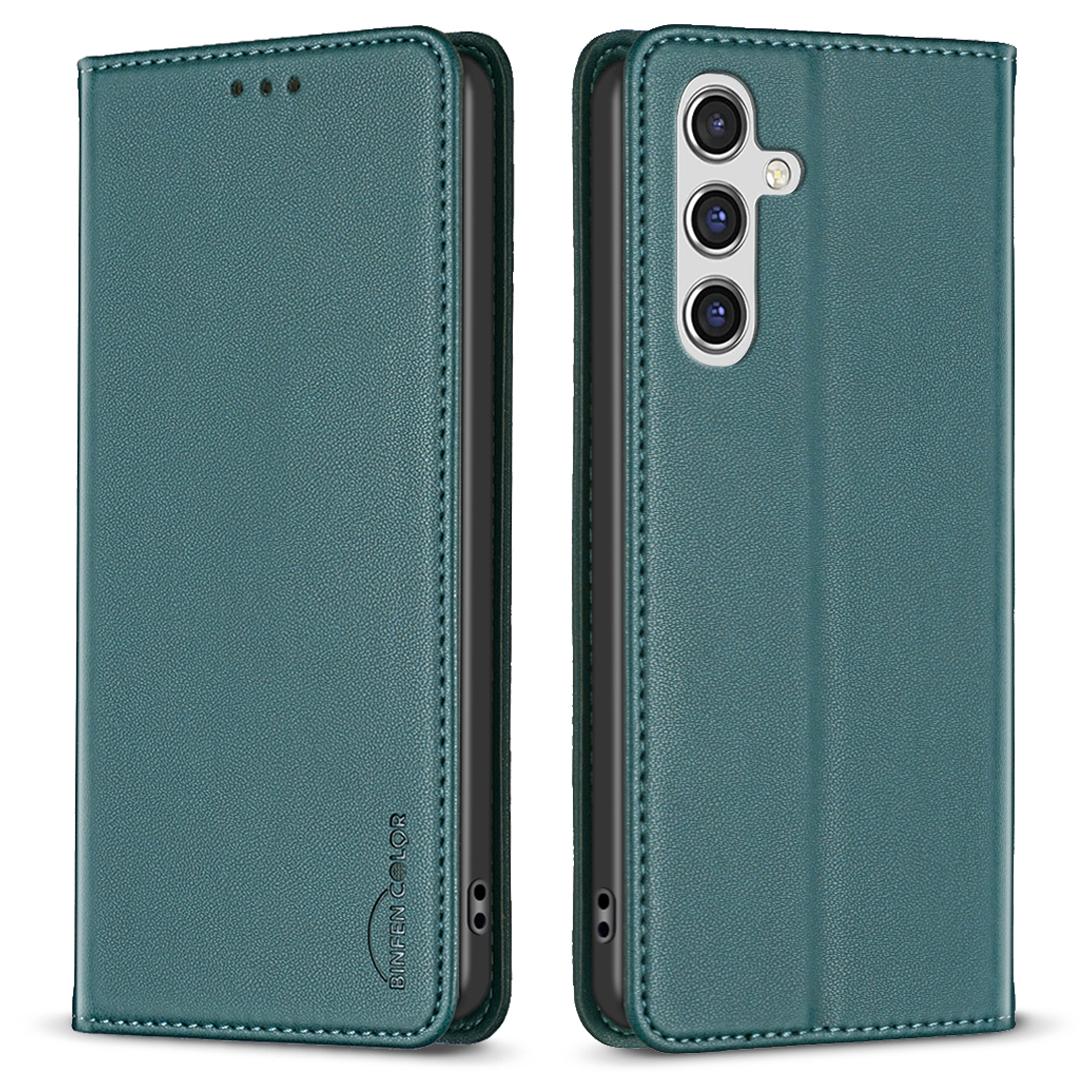 

BINFEN COLOR BF18 For Samsung Galaxy A14 4G/5G PU Leather Flip Cover Card Holder Stand Phone Case Green