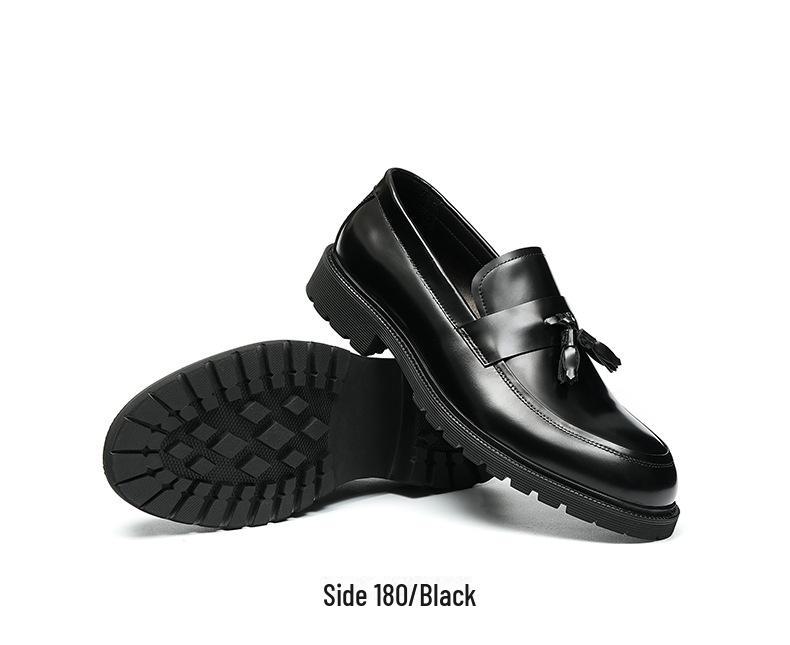 Genuine Leather Tassel Loafers: Men's British Style, Thick-Soled, Slip-On Formal Shoes