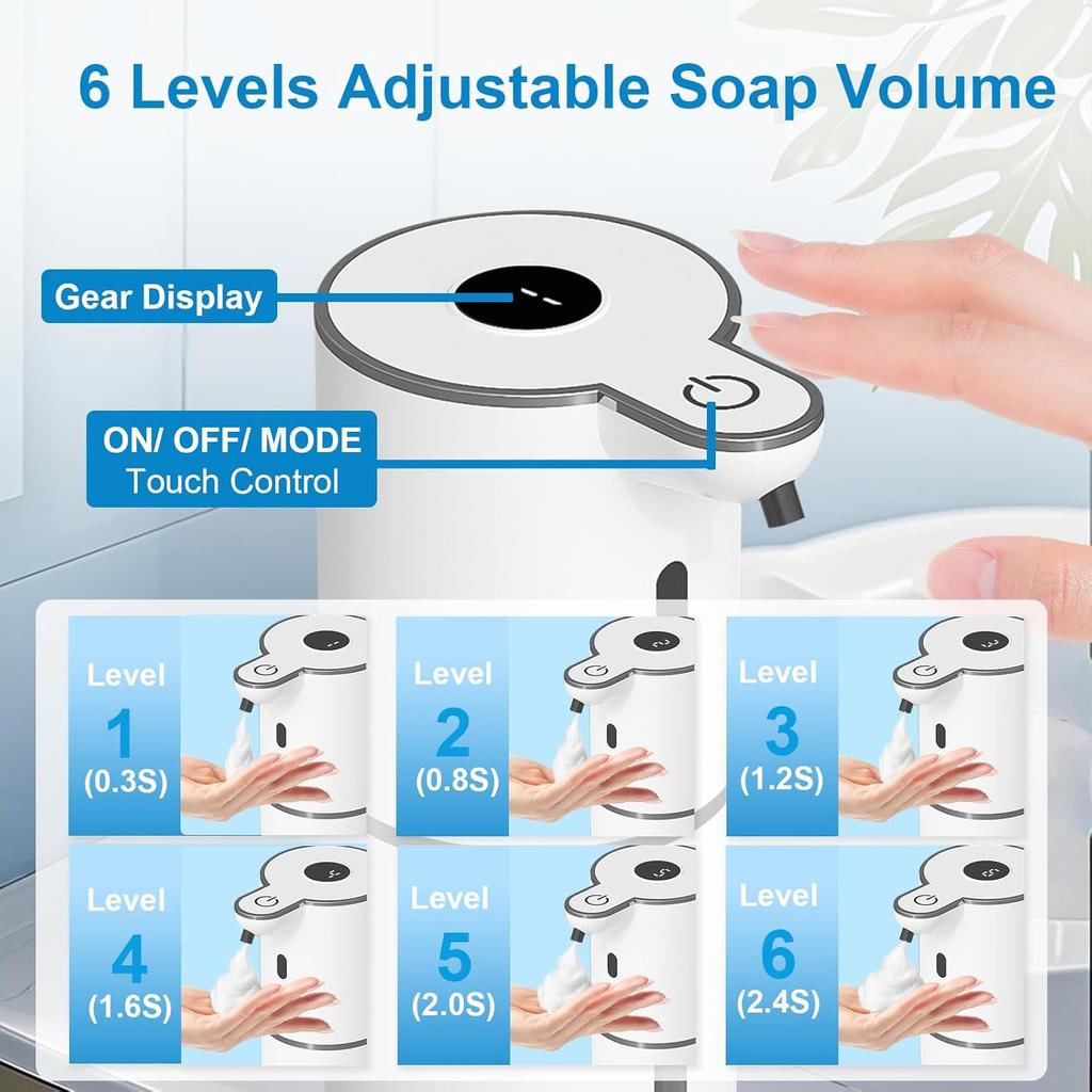 380ML Touchless Wall-Mounted Digital Display 6-Levels Adjustable Intelligent Electric Infrared Automatic Sensor Soap Dispenser
