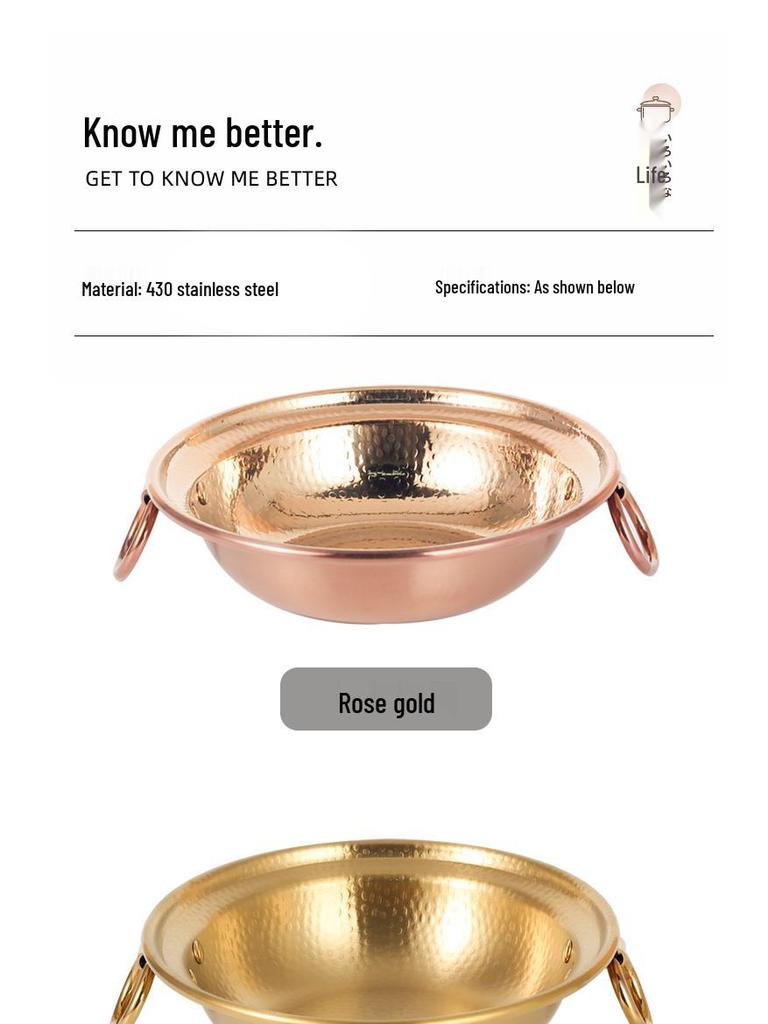 Grote Roestvrijstalen Hete Pot in Koperstijl voor Schaap, Lam en Vis