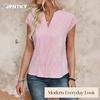 JPNTKY Women's Fashion Casual Solid Color Print O-Neck Short Sleeve Blouses & Shirts