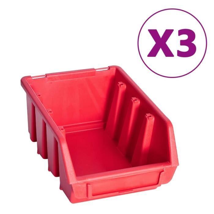 Kit de bacs de stockage et panneaux muraux - vidaXL - 34 pcs - Rouge et Noir - 9 Compartiments - Plastique