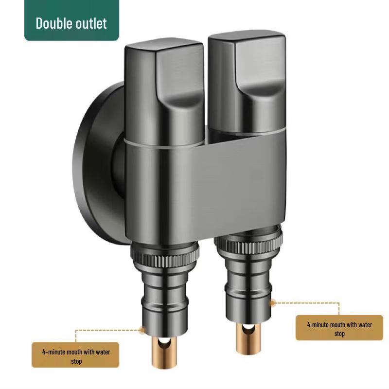TLXT Gunmetal Grey Dual Outlet Washing Machine Faucet
