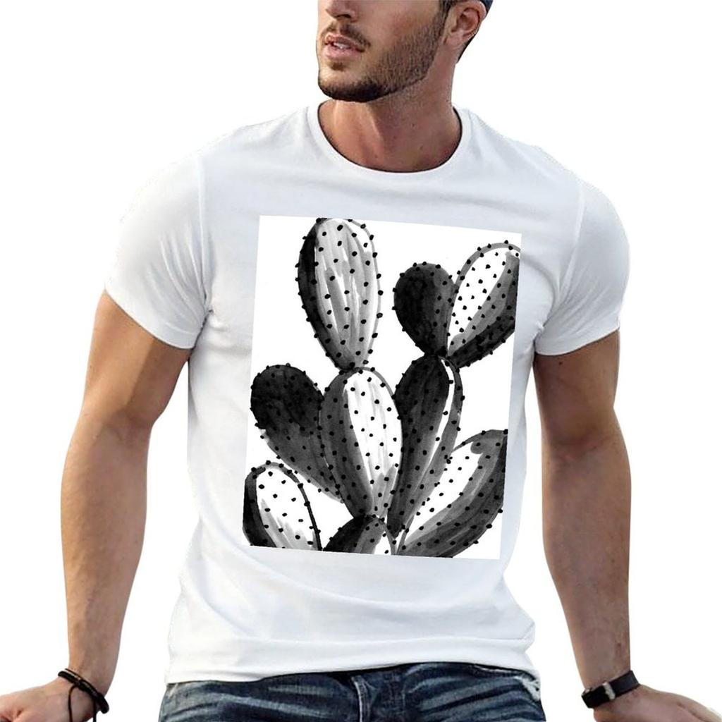 Black and White Cactus T-Shirt Letter Print T-Shirt