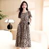 Summer Half Sleeve Print Long Plus Size Dress for Women Casual O-Neck High Waist Slim Ladies Maxi Dresses