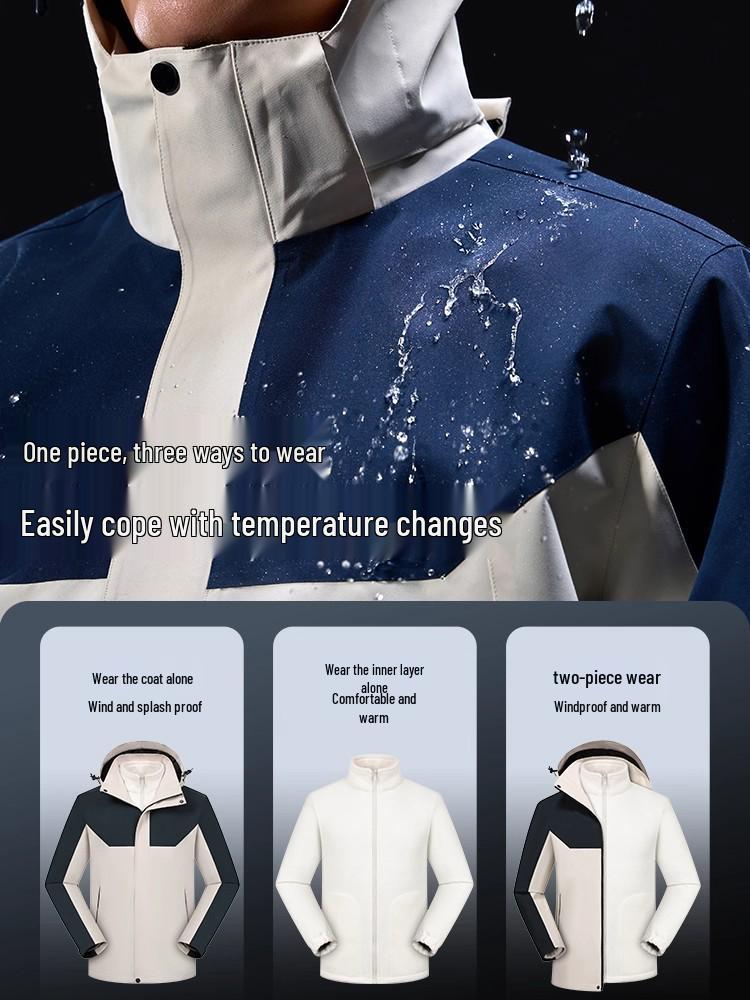Thickened 3-in-1 Workwear Mountaineering Jacket with Custom Embroidery Logo for Winter 4S Shop Enterprise Culture.