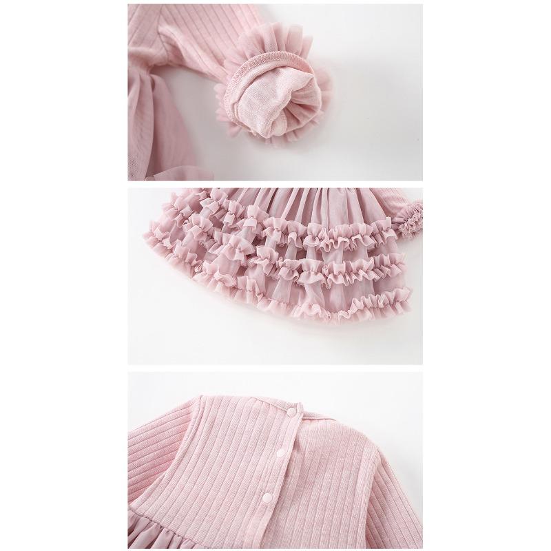 Little Girls Kids Princess Dress Simple French Style Solid Color Children Casual Dress