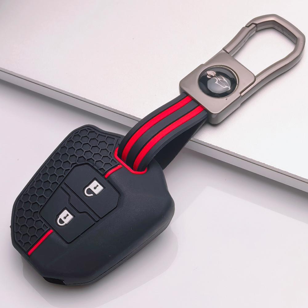 Silicone Car Key Fob Cover for Isuzu D Max Mu-x V-Cross Rodeo F Series Bison with Keychain Honeycomb Texture Wear Resistant Car Remote Key Sleeve
