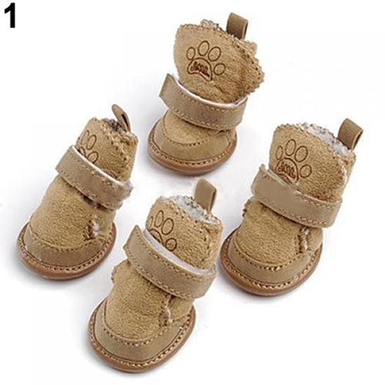 Haustier Hund Winter Anti-Rutsch-Bequem Gehen Warme Gemütliche Berber-Fleece-Schuhe Schneestiefel