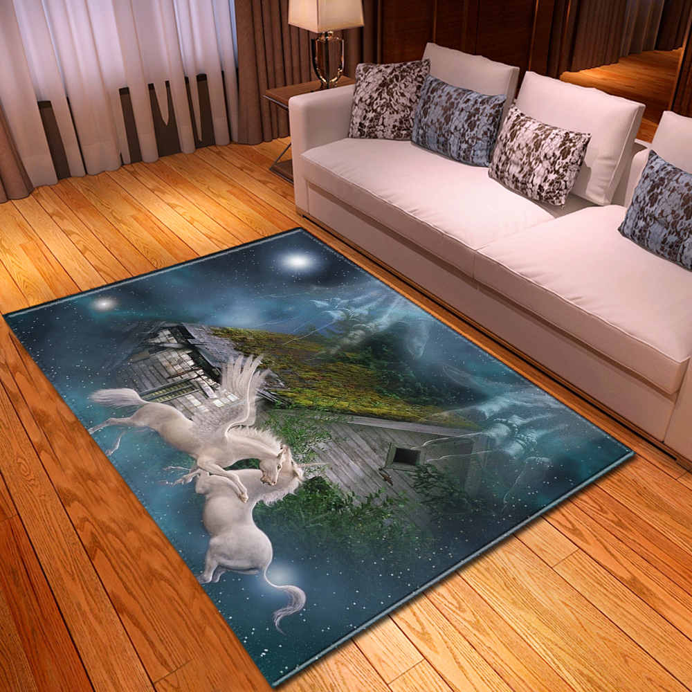 Cartoon Pink Unicorn Carpet Home Decor Area Rugs Soft Girls Bedroom Rugs Baby Play Crawling Mat Living Room Carpet