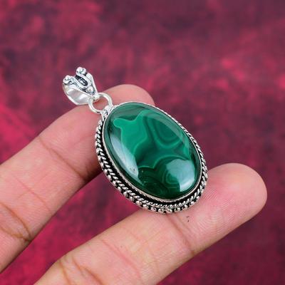 Malachite Pendant, 925 Sterling Silver Pendant Jewelry. Gift For Women Handmade Pendant Gemstone Jewelry