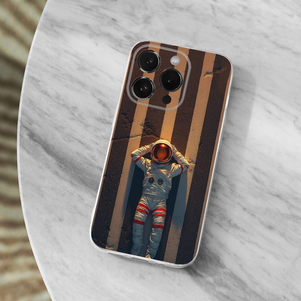 Cute Cartoon Astronaut Case For iPhone X,XS,SE,12,15,Pro,17,Plus,11,Max,13,XR,14,16,Mini,Transparent Soft Cover