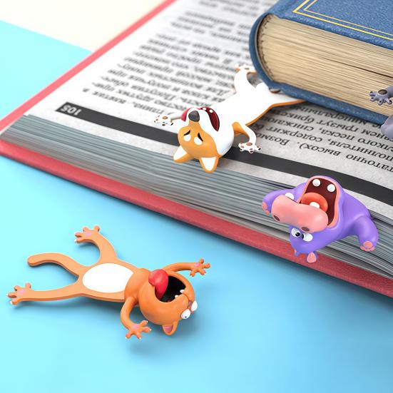 3D Tier Lesezeichen Niedliche PVC Cartoonfigur Lesezeichen für Kinder Leser Lustige Schreibtischdeko Geburtstagsweihnachtsgeschenk für Schüler Buchliebhaber