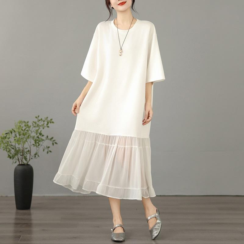 Short sleeve Plus size vintage new in dresses for women casual loose long summer dress