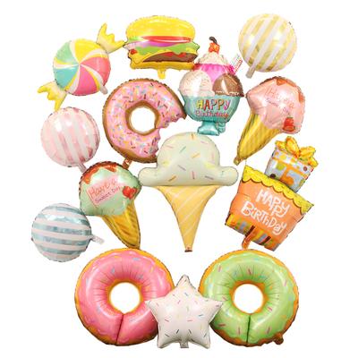 Μπαλόνια με θέμα Big Donut Candy Παγωτό Παιδικό κορίτσι Αγόρι Παιχνίδι Διακόσμηση πάρτι γενεθλίων Baby Shower Sweet Digital Balloon Helium 