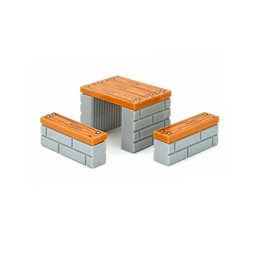 City Bricks Wood Grain Printed Pattern Smooth Building Blocks Parts Tiles Flat 1x4 1x6 DIY House Accessories Compatible 2431 Toy