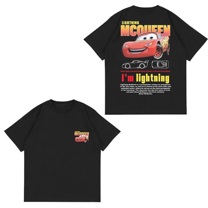 

Summer New Lightning Mcqueen and Sally Car Print Men Women T-shirt Sally and Mcqueen Cotton Short Sleeve Tees Casual Couple Tops M
