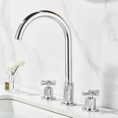 Black Basin Faucets Brass Polished Chrome Deck Mounted Bathroom Sink Faucets 3 Holes Double Handles Hot And Cold Water Tap Gold