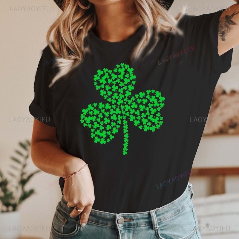 Irish Shirt St Patricks Day Shirt TShirt for Women St Patricks Shirt for Men Luck of The Irish Shamrock Leaf Outdoors Tops