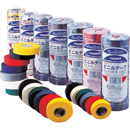 TRUSCO GJ-2110-R Deleaded Type Vinyl Tape 19 x 10m Red 10 Rolls