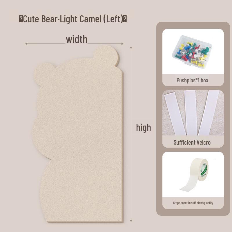 Little Bear Cork Board: Punch-Free Felt Display for Creative Living Room Décor