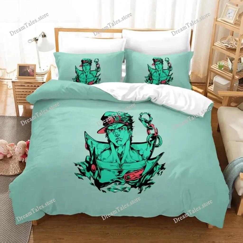 Exquisite 3D Anime JoJo Bizarre Adventure Jotaro Kujo Print Bedding Set Duvet Cover Comforter Bed Youth Kids Girls Boys Gift