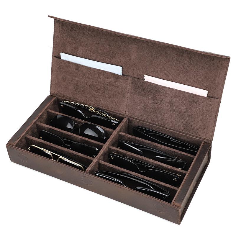 Handmade Retro Crazy Horse Leather Sunglasses Case - Genuine Leather, Portable Storage for Glasses