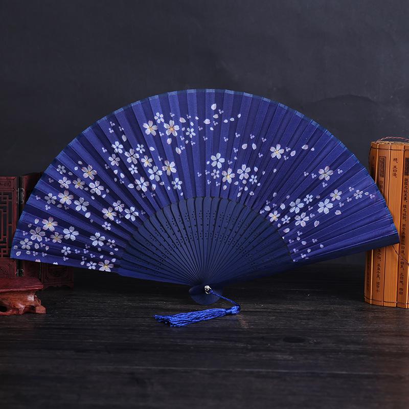 Bambus Faltfächer Seide Chinesischer Stil Fächer Handfächer Antike Kunsthandwerk Japanisch Sommer Weiblich Tanz Heimdekoration Party Ventila