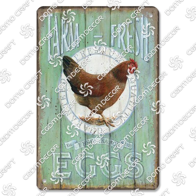 Retro Chicken Poster Metal Tin Signs Rooster Hen Eggs Metal Plate Vintage Wall Decor Club Farm Chicken Coop