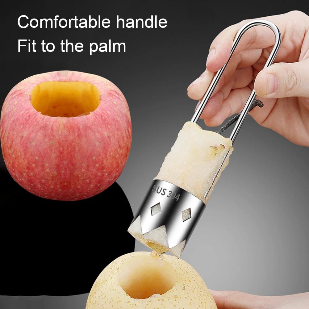 304 Stainless Steel Fruit & Vegetable Corer, Apple/Cucumber/Pepper Core Remover, Hanging Handle, Kitchen Gadget Kitchen Items