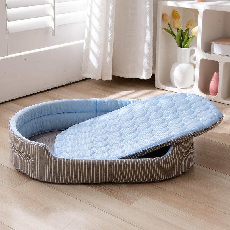 Summer Cooling Pet Cat Bed Cushion Ice Pad Non-slip Dog Sleeping Elliptical Shape Mat for Puppy Dogs Cats Pet Kennel