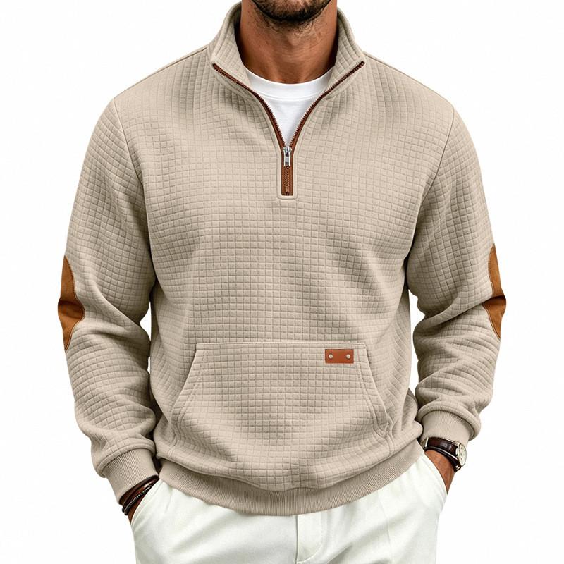 Mens Casual Sweater With Knit Pattern And Stand Collar For Autumn Winter Outdoor Wear