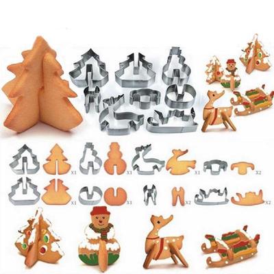 3D-Weihnachtsszenario-Ausstechformen aus Edelstahl, Metall-Plätzchenform, Fondant-Ausstecher