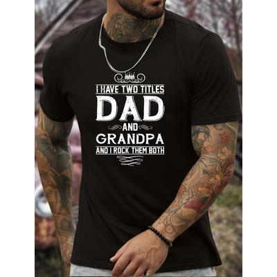 Europäische Größen Herren Trendige T-Shirts, Komfort Passform, Lässiger Rundhalsausschnitt Kurzarm Mit "Papa Und Opa" Aufdruck Für Sommer & Frühling