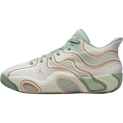 Tatum 3 Slip Resistant Abrasion Resistant Mid Top Children's Basketball Shoes Beige Green Unisex HF3136-002