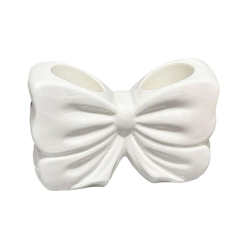 Lovely Bowknot Ceramic Toothbrush Holder for Enhancing Bathroom Aesthetic Ceramic Holder