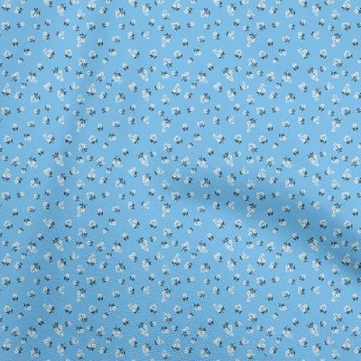 Cotton Flex Medium Blue Fabric Floral Diy Clothing Quilting Fabric Print Fabric By Yard 40 Inch