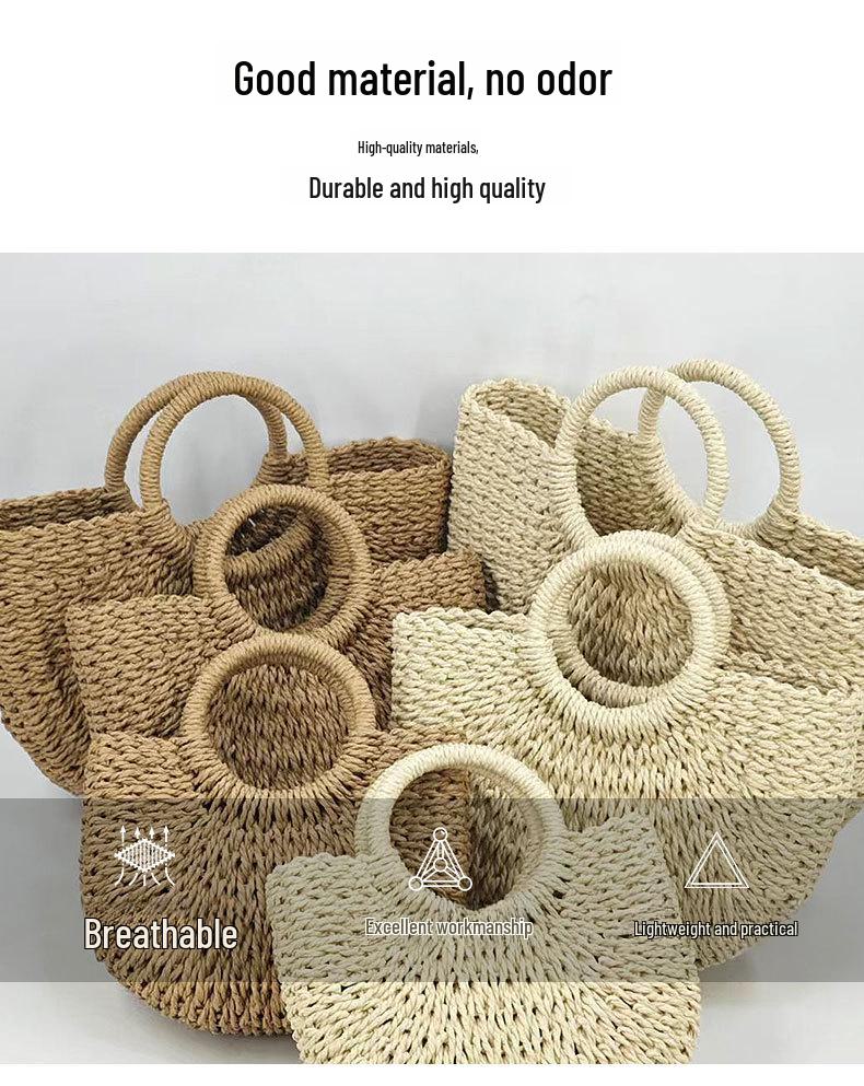 2024 Herbst Stroh Gewebte Handtasche - Große Kapazität Strand- & Urlaubs-Tragetasche