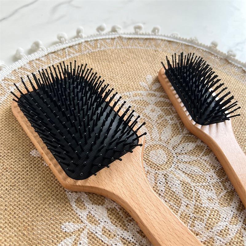 Manufacturer Beech Wood Anti-Static Hairbrush Detangle Brush Scalp Massage Comb Paddle Air Cushion Styling Tools for Women Men