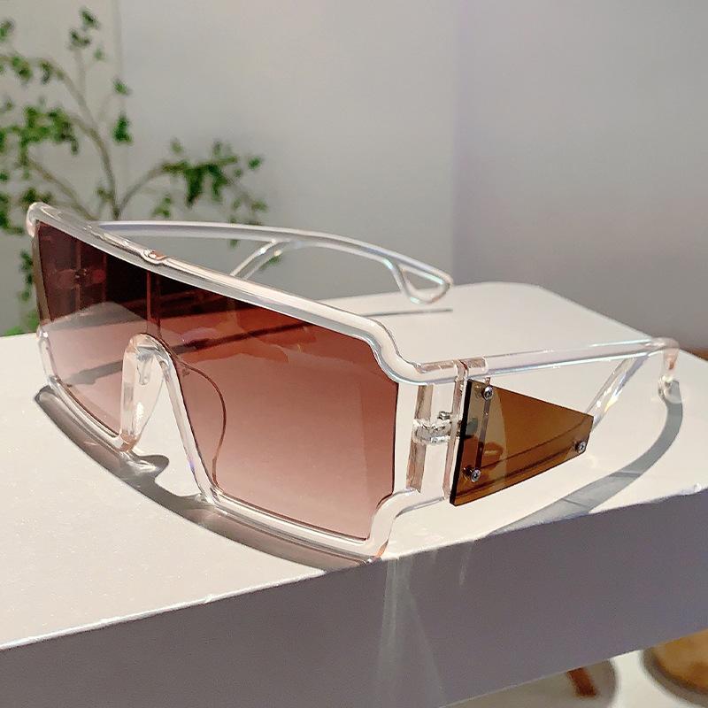 Y2K Luxury Designer One Piece Sunglasses Women Men Vintage Punk Hollow Oversized Cool Shades UV400